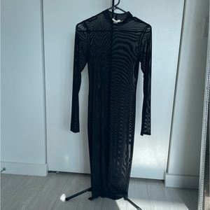 BOZZOLO mesh black maxi dress